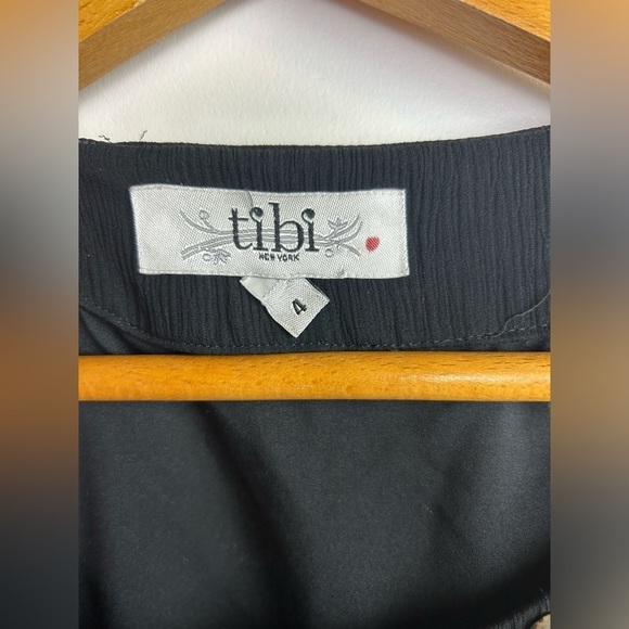 Tibi New York 100% Silk Embellished Neck Tunic Flare Mid Dress Black boho Sz 4 - Picture 7 of 11